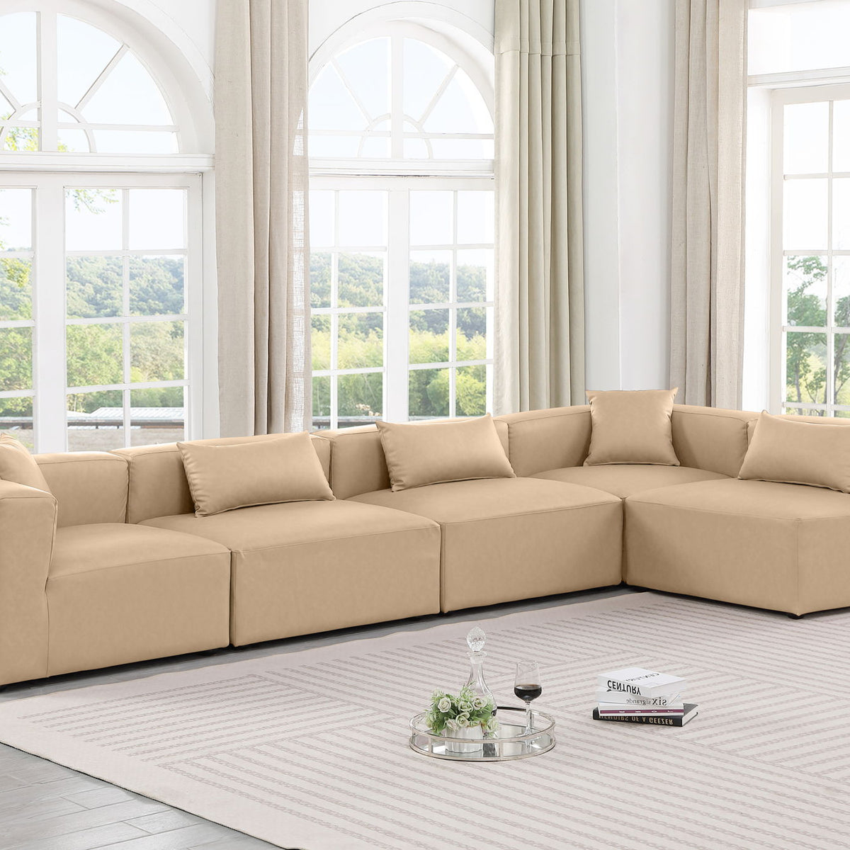 Cube - 5 Piece Modular Sectional - Tan