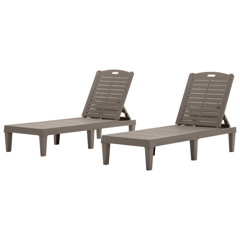 2 Piece Outdoor Chaise Lounges With Adjustable Backrest
