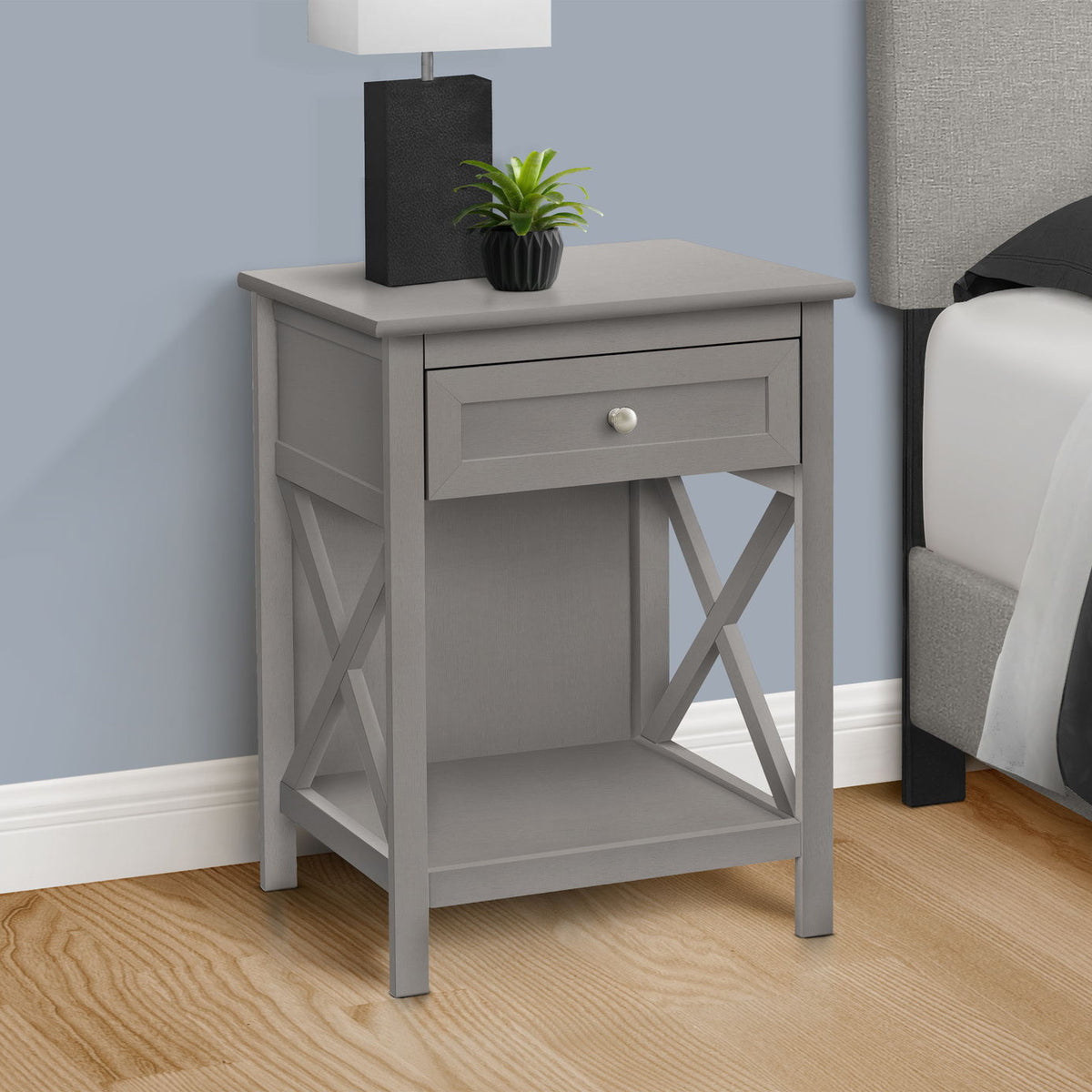 Accent End Table, 2 Tier, Storage Drawer, Transitional Style