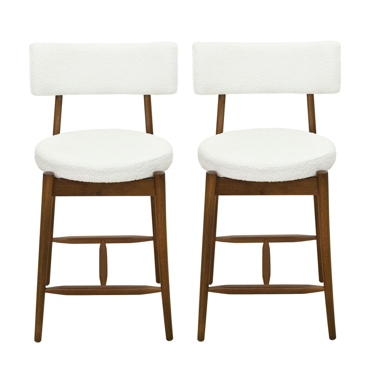 Mid Century Modern Counter Stools, Fabric Upholstered Chairs