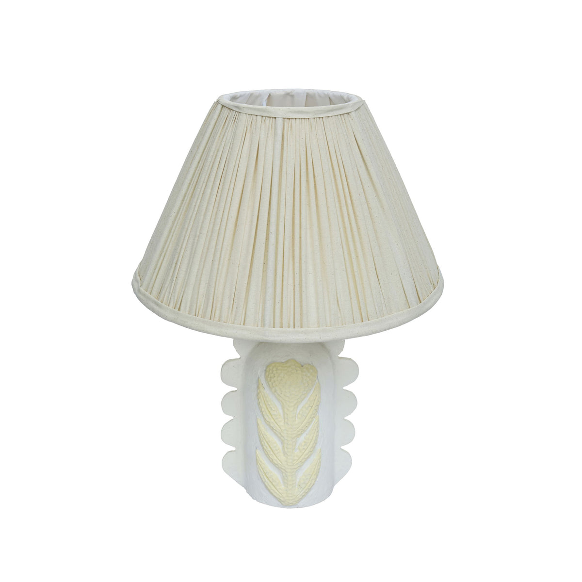 Edith - Scalloped Papier Mache Flower Pleated Table Lamp - Cream
