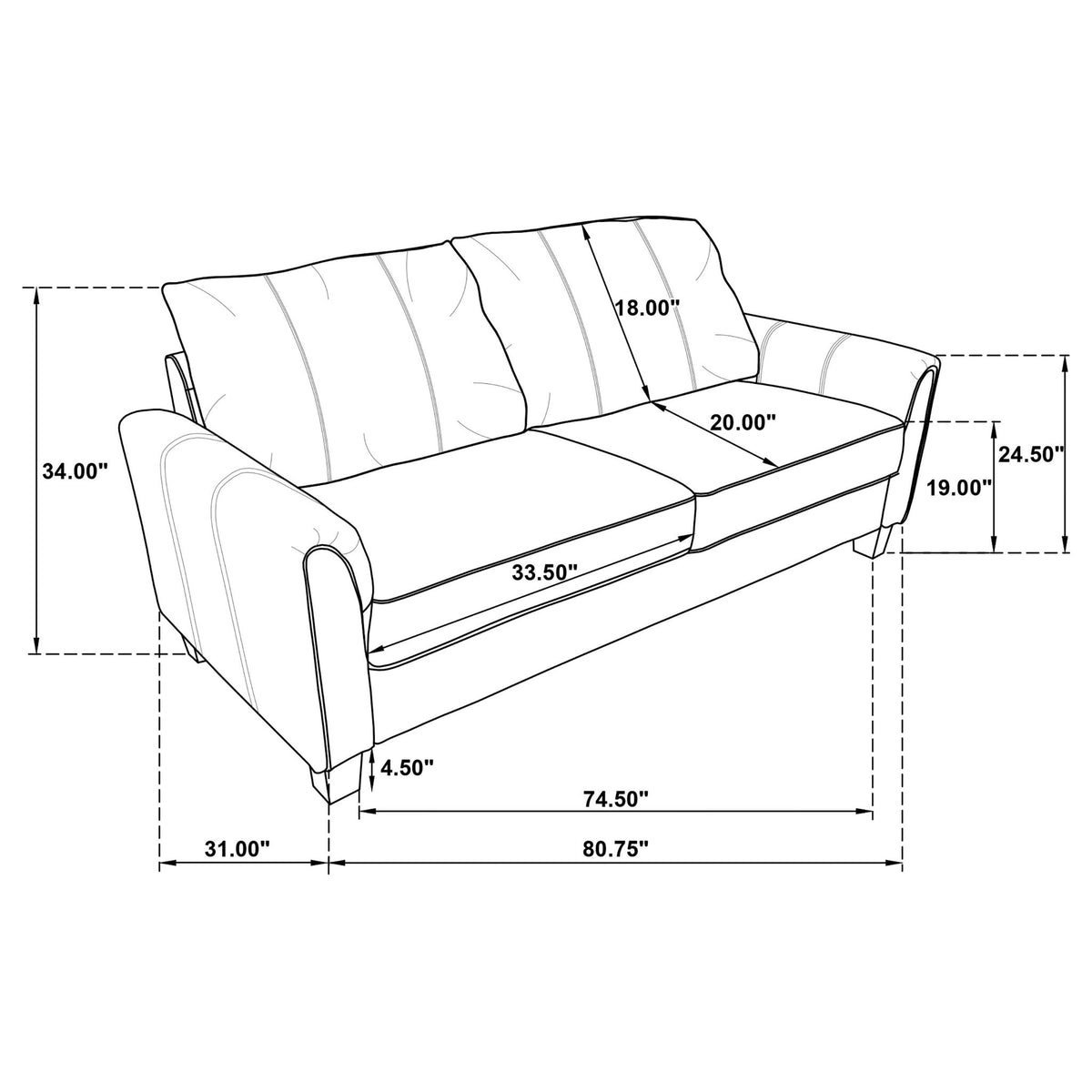 Dixon - Upholstered Sofa With Rounded Arms And Texture - Gray