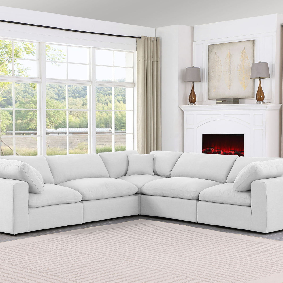 Comfy - 5 Piece Linen Modular Corner Sectional