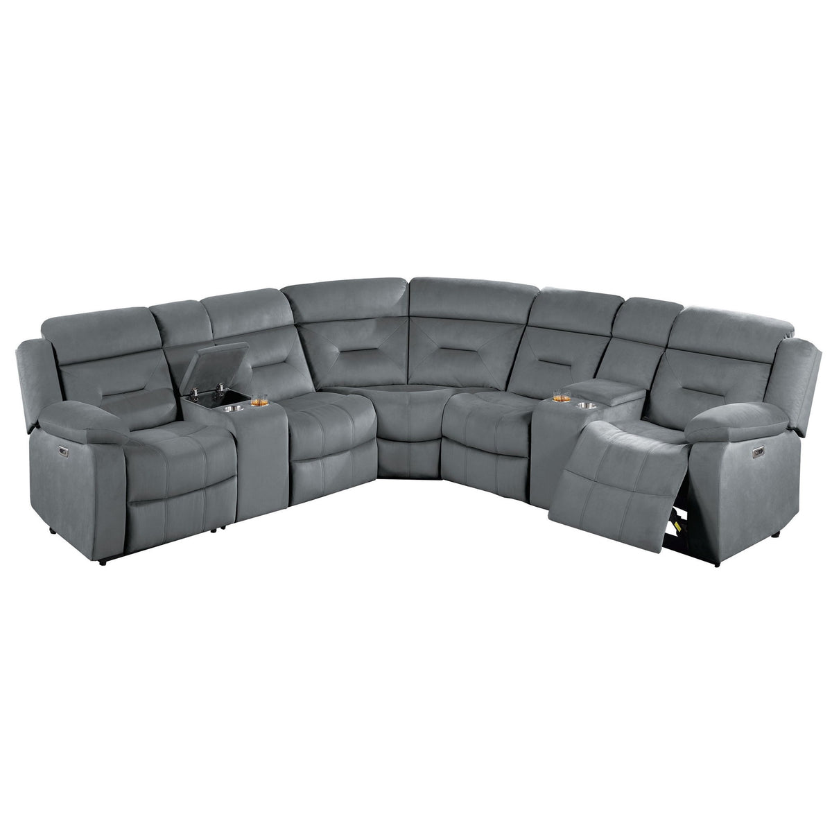 Power Reclining Sectional Set With Console Cup Holders