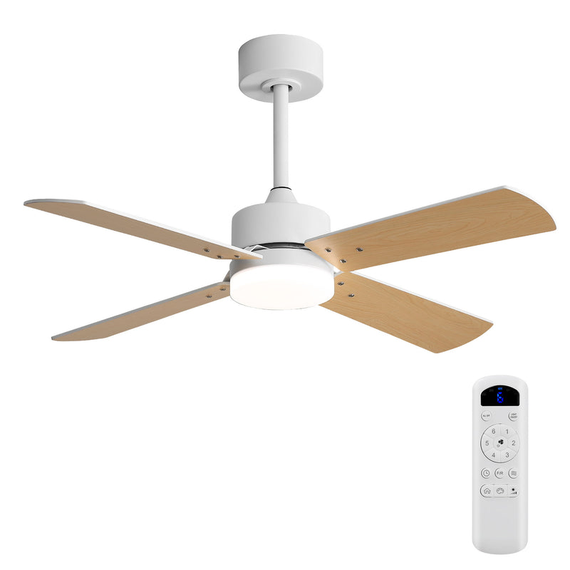 42" Ceiling Fan With Light And Memory Function, DC Reversible Motor, 4 Blades