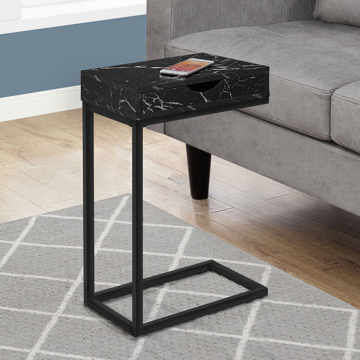 Accent Table, C - Shaped Contemporary & Modern Elegant Design
