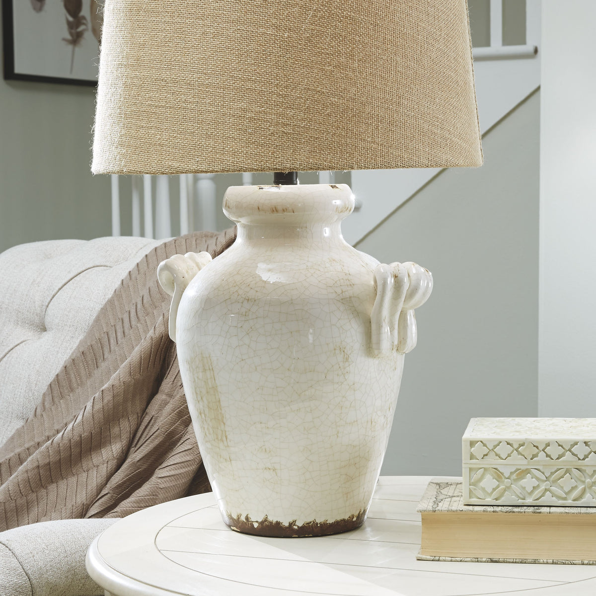 Emelda - Cream - Ceramic Table Lamp