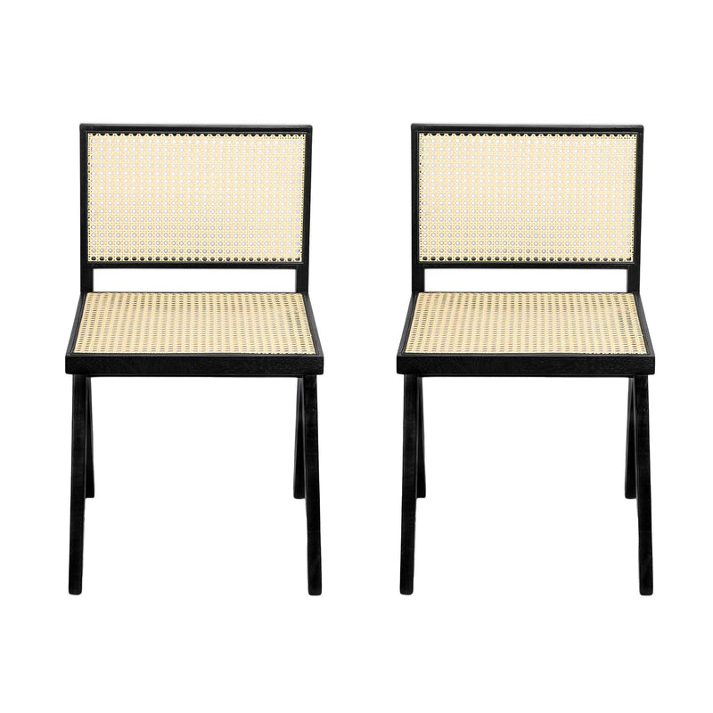 Chandigarh Dining Room Chairs With Natural Rattan (Set of 2)
