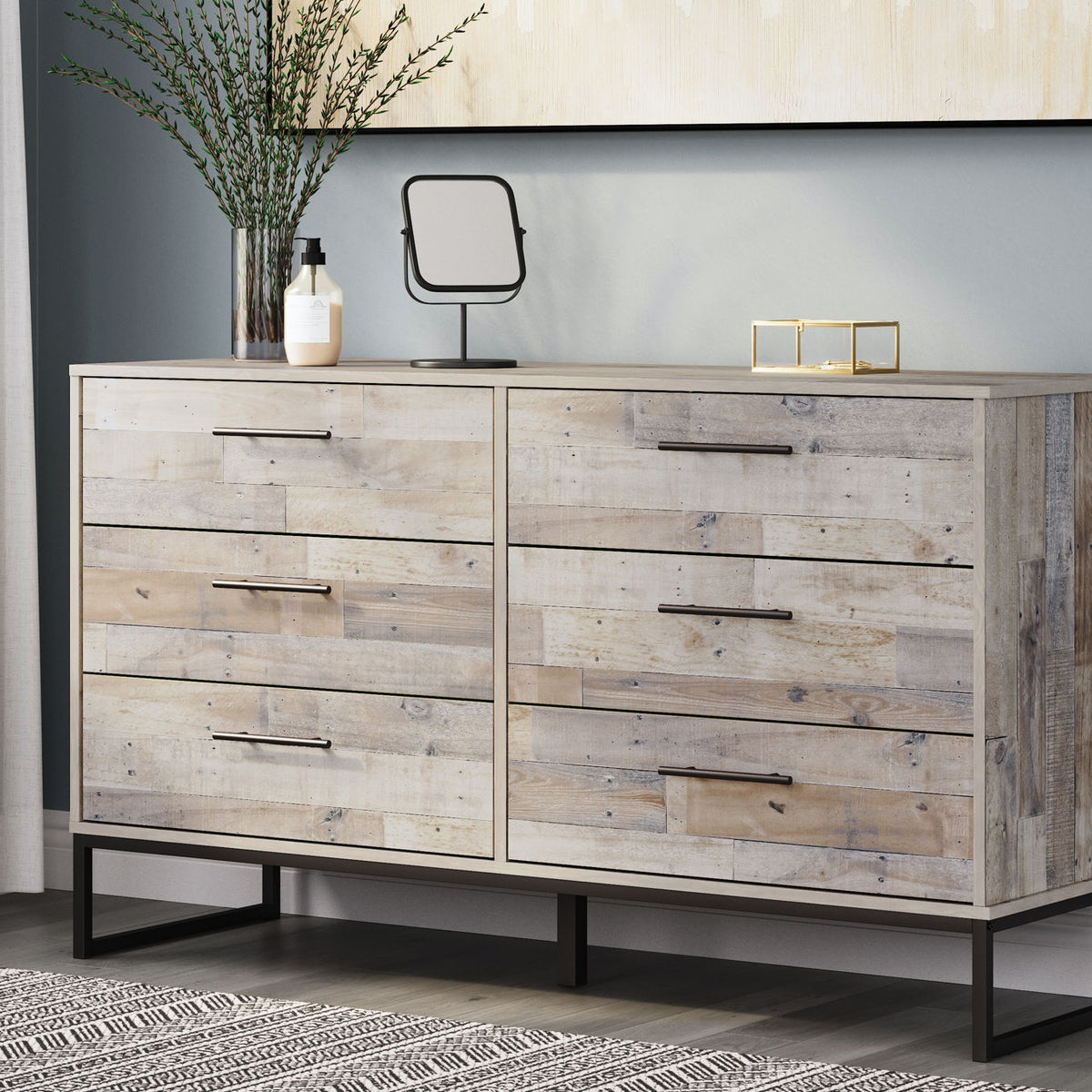 Neilsville - Six Drawer Dresser - Vinyl-Wrapped - Whitewash