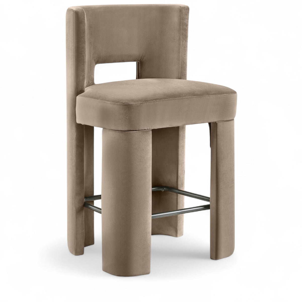 Zuno - Velvet Performance Fabric Upholstered Counter Stool (Set of 2)