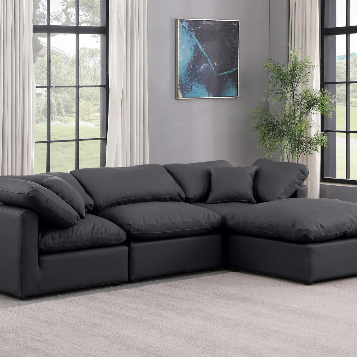 Indulge - Faux Leather 4 Piece Modular Sectional With Chaise