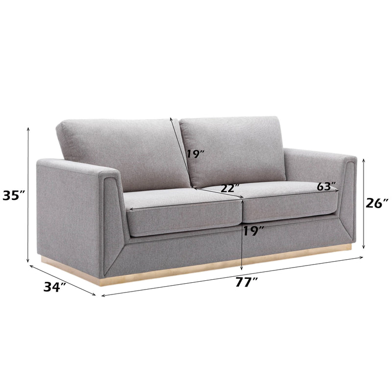 Valin - 3 Piece Living Room Set Meeting Room And Small Apartment Sofa Loveseat Chair - Gray
