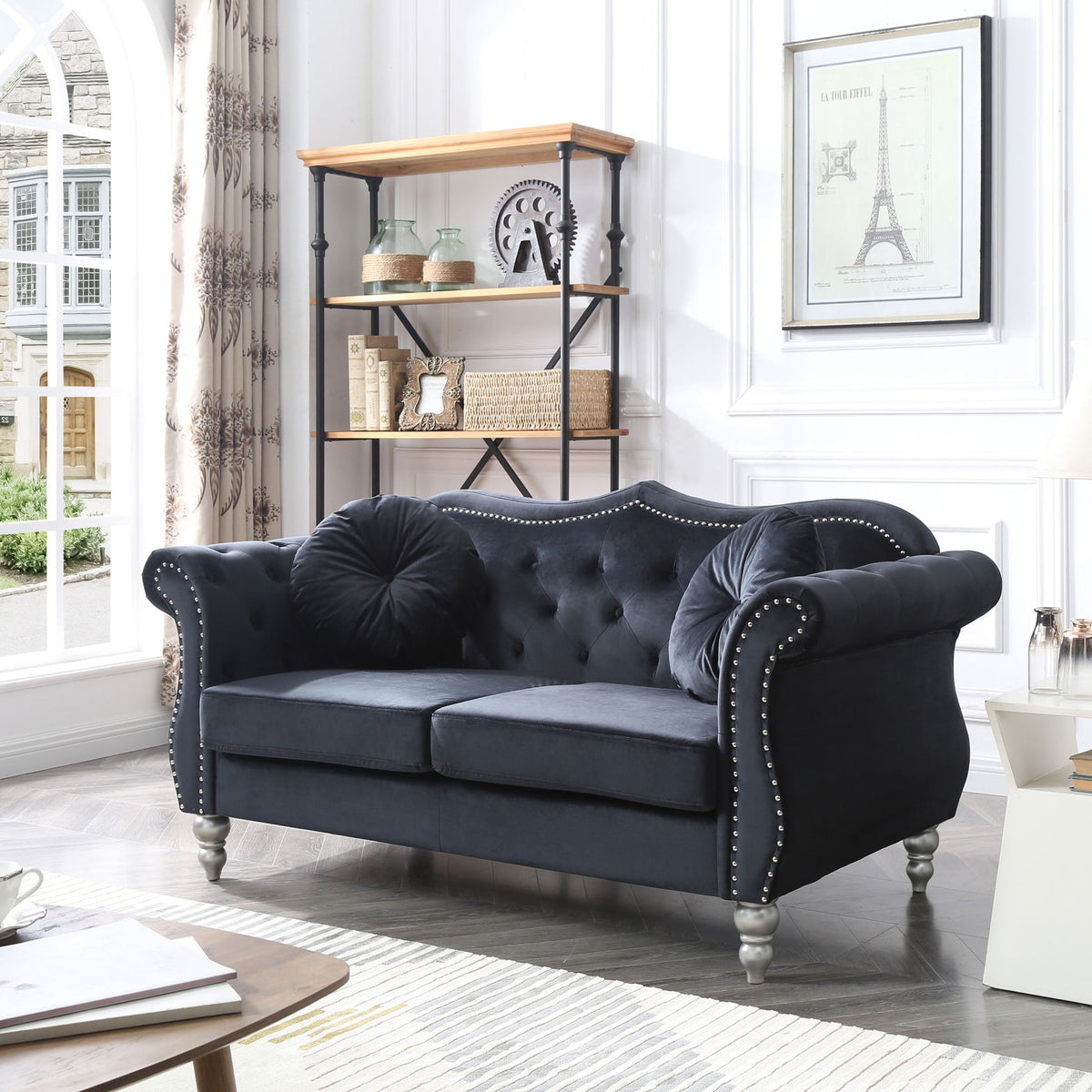 Stylish Flared Arm Loveseat
