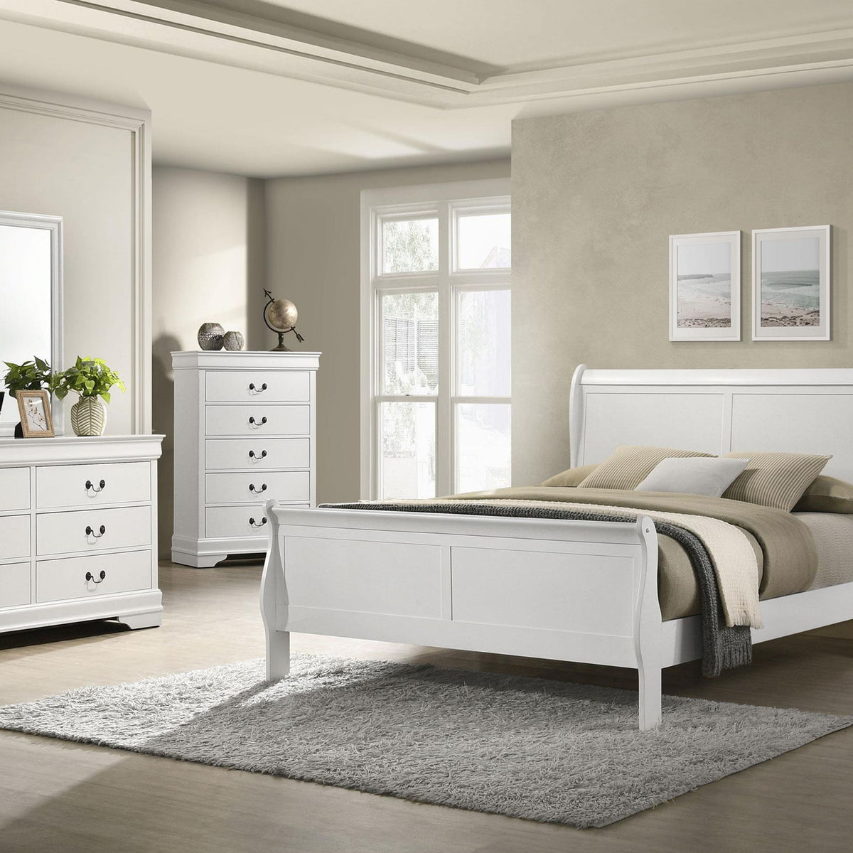 Louis Philippe 5-piece Eastern King Bedroom Set White