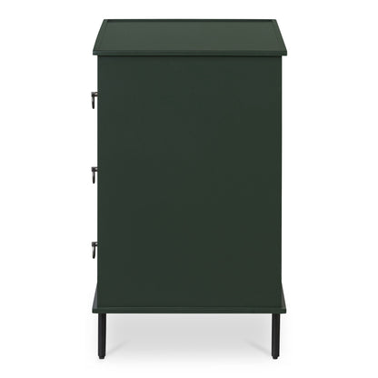 Reagan - 3 Drawer Nightstand - Deep Green