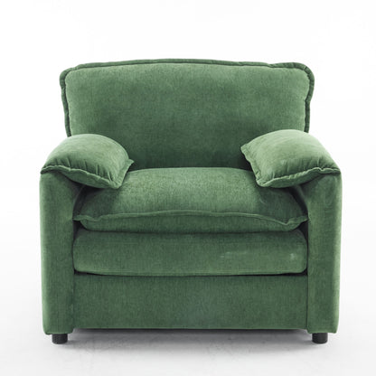 Oversized Reading Armchair With Thick Cushions, High Back Support