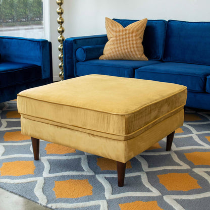 Amber - Square Upholstered Ottoman Linen