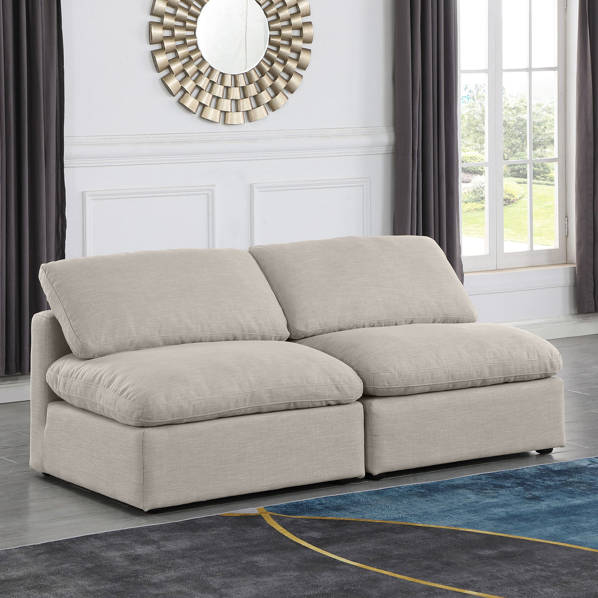 Indulge - Linen 2 Seat Modular Armless Sofa