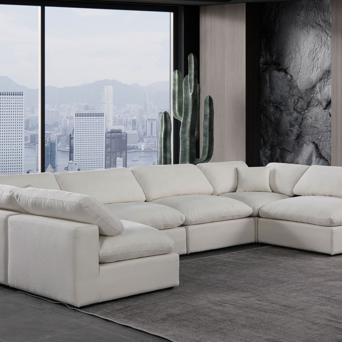 Comfy - 6 Piece Linen Modular Armless Sectional