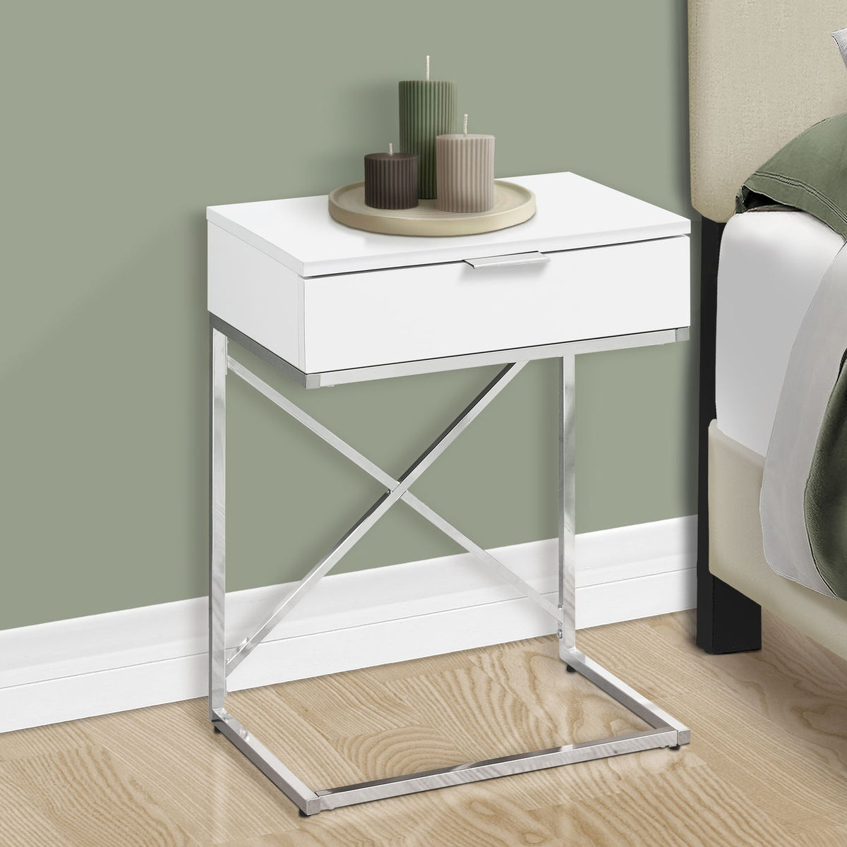 Accent Side Table, Storage Drawer, Spacious Tabletop, Contemporary & Modern