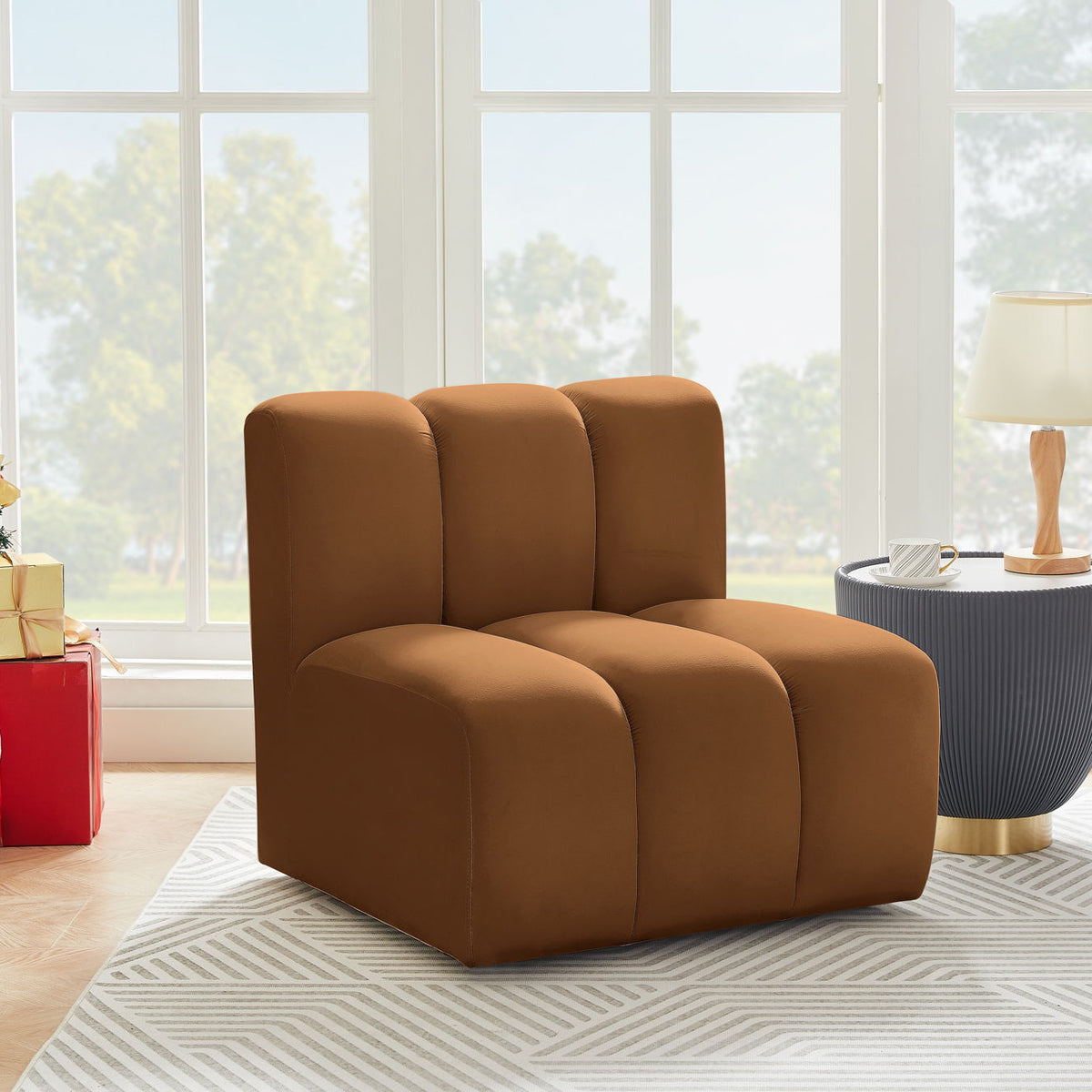 Arc - Velvet Straight Chair - Saddle