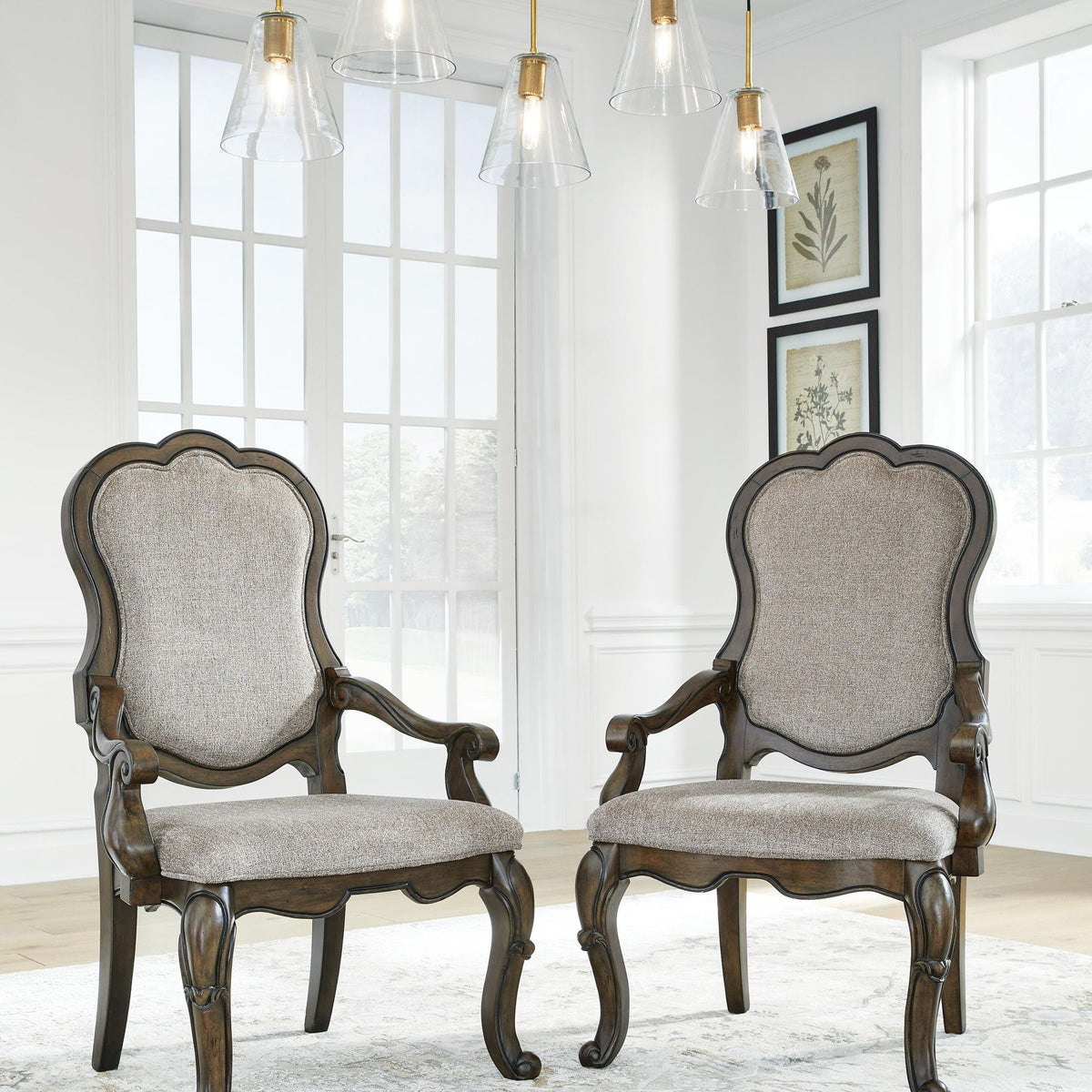 Maylee - Dining Upholstered Arm Chair (Set of 2) - Dark Brown