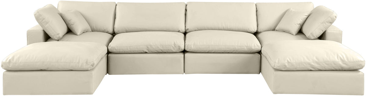 Comfy - 6 Piece Faux Leather Modular Double Chaise Sectional