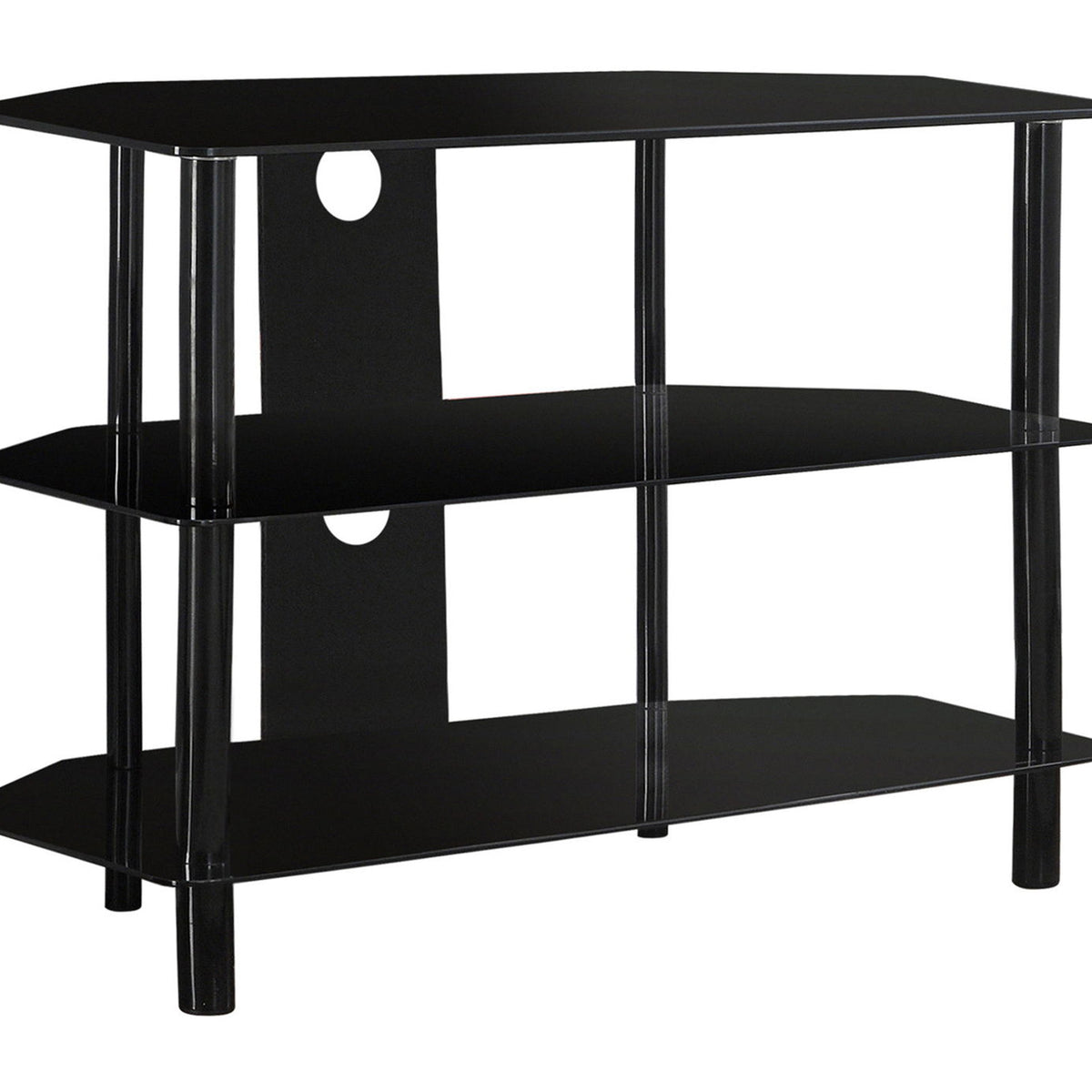 TV Stand, 36 Inch, Console, Media Entertainment Center, Storage Shelves, Contemporary & Modern - Black