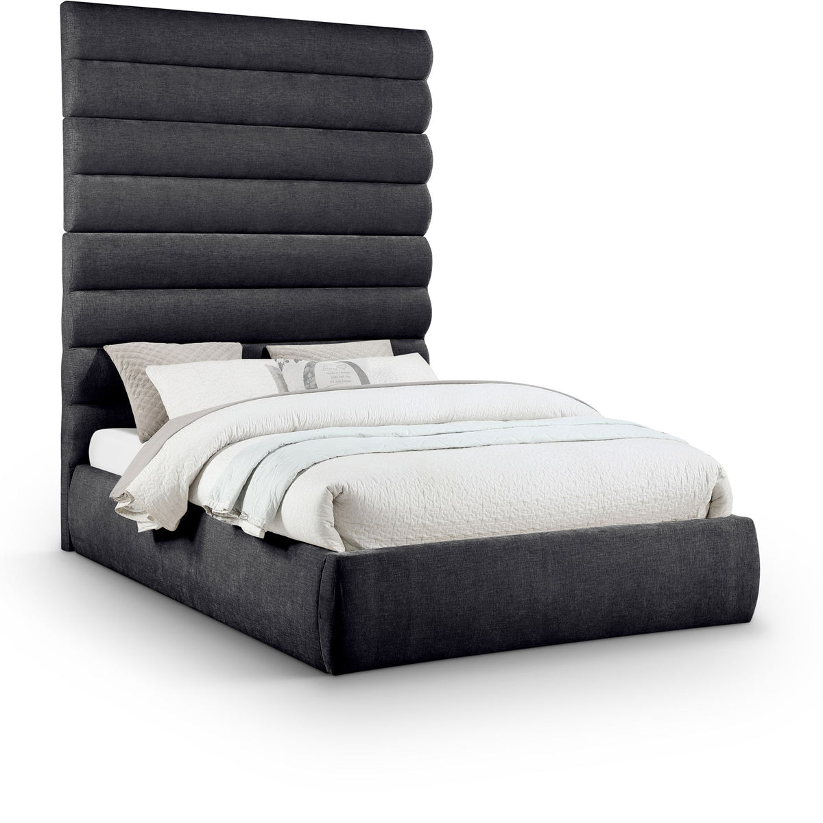 Adam - Chenille Fabric Bed With 89" Headboard