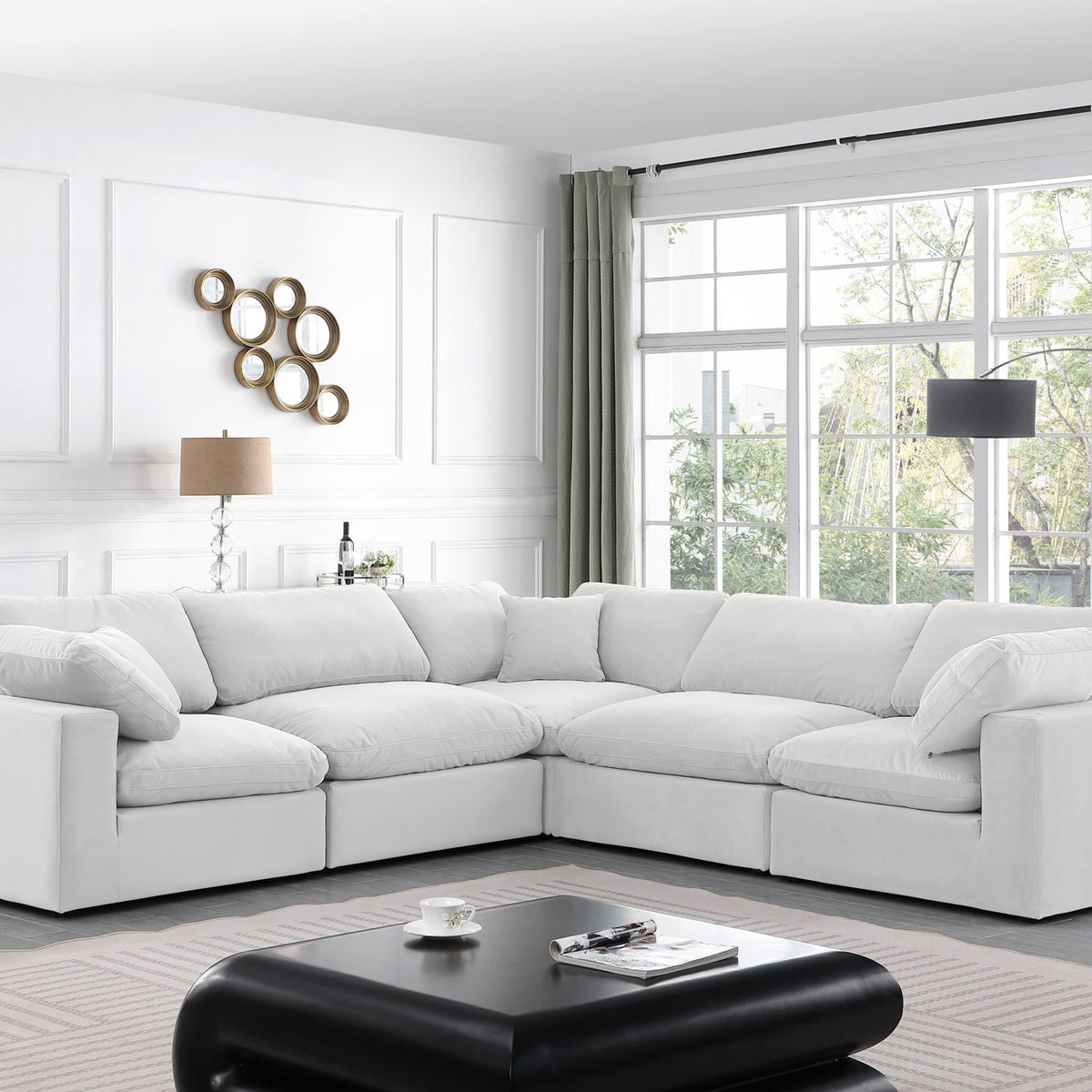 Comfy - 5 Piece Velvet Modular Corner Sectional