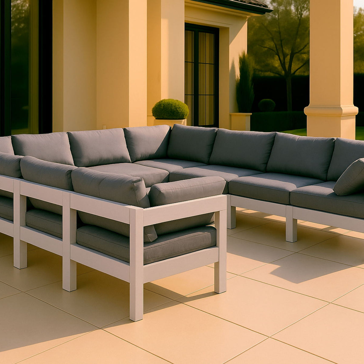 Nizuc - Outdoor Patio 10 Piece Modular Sectional With White Frame