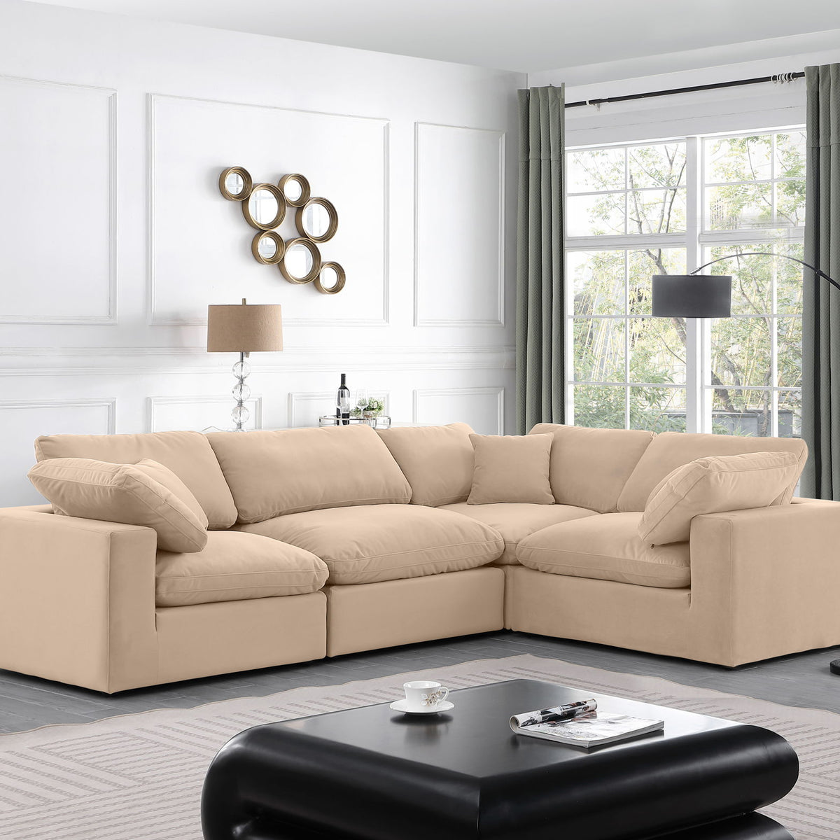 Comfy - 4 Piece Velvet Modular Sectional