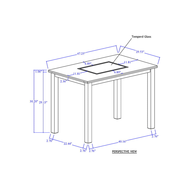 Dining Table Set With 4 Chairs, 5 Piece Set - Gray