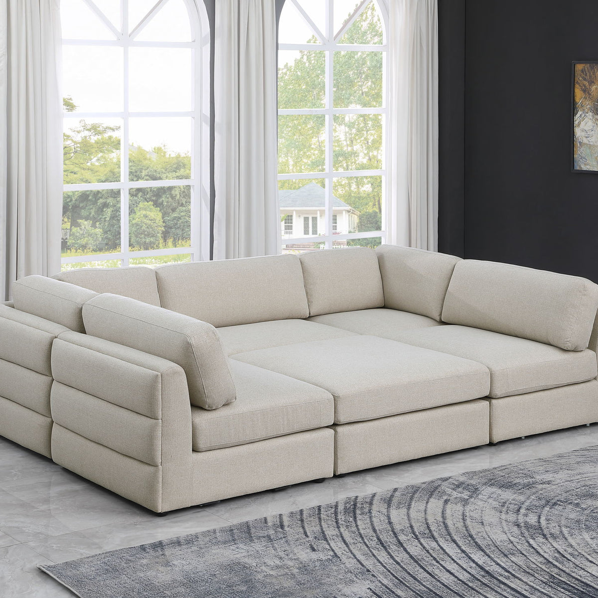 Beckham - 6 Piece Modular U-Shaped Armless Sectional