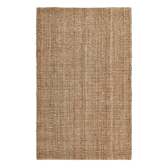 Medium-brown chunky loop rug with dense textured pile, flat woven appearance