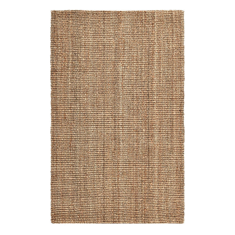 Medium-brown chunky loop rug with dense textured pile, flat woven appearance