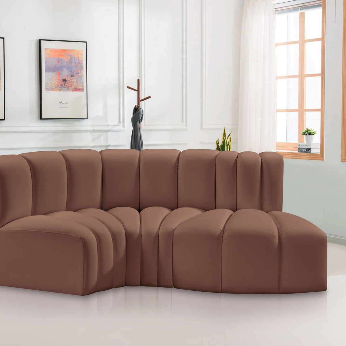 Arc - Faux Leather 3 Piece Modular L-Shaped Sofa