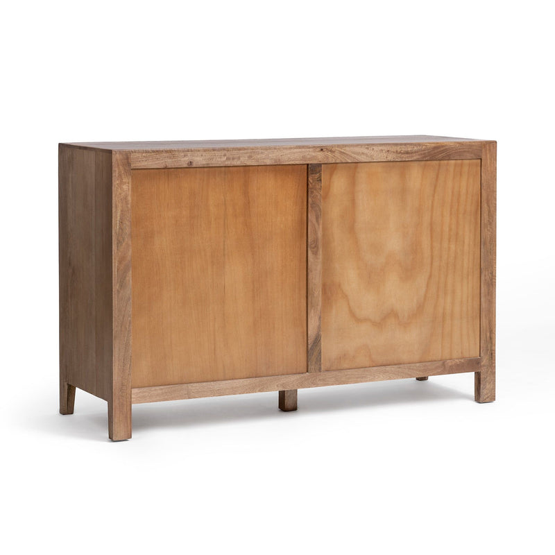 Natural maple dresser with paneled front and tapered legs