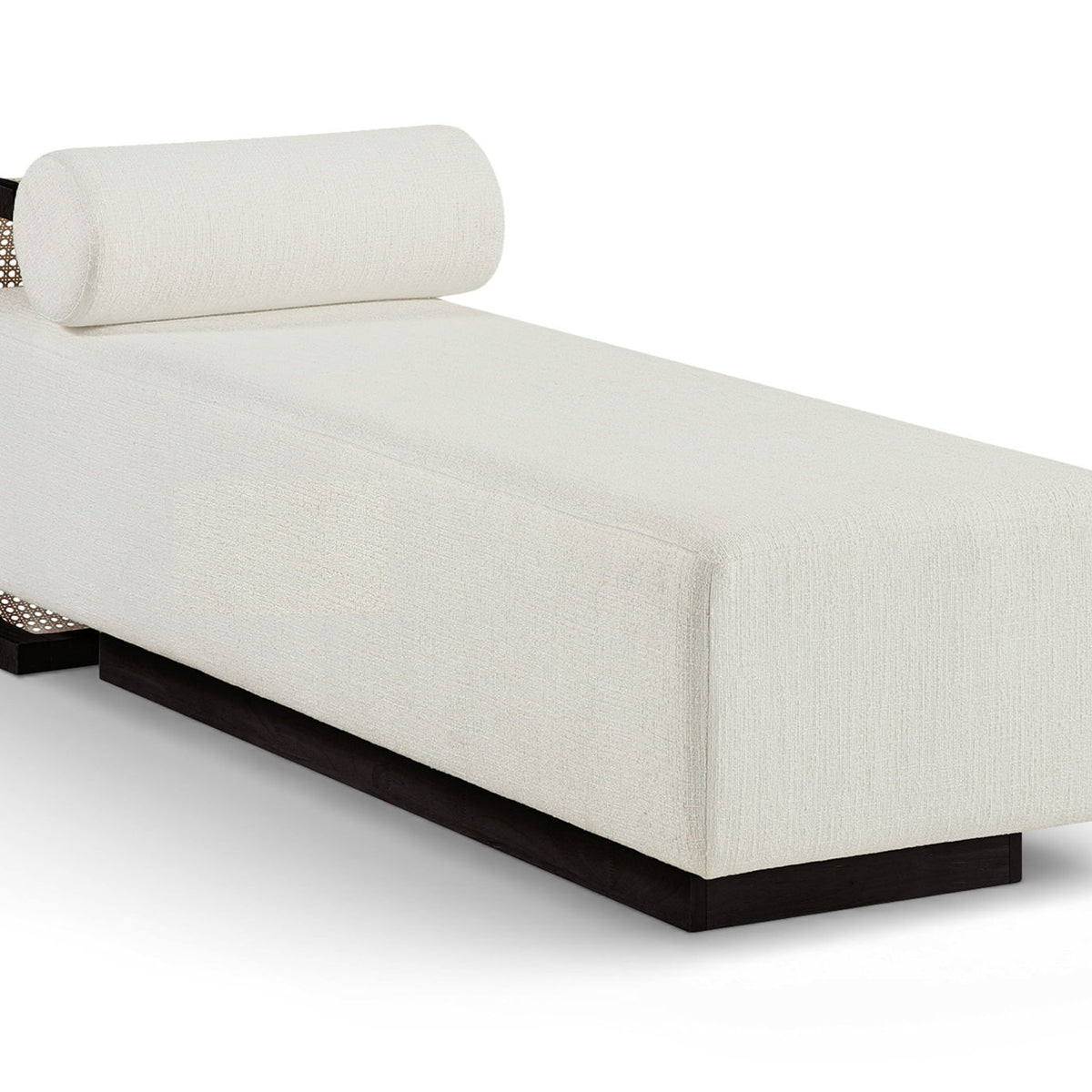 Zephyr - Linen Textured Fabric Upholstered Chaise - Painted Black Base