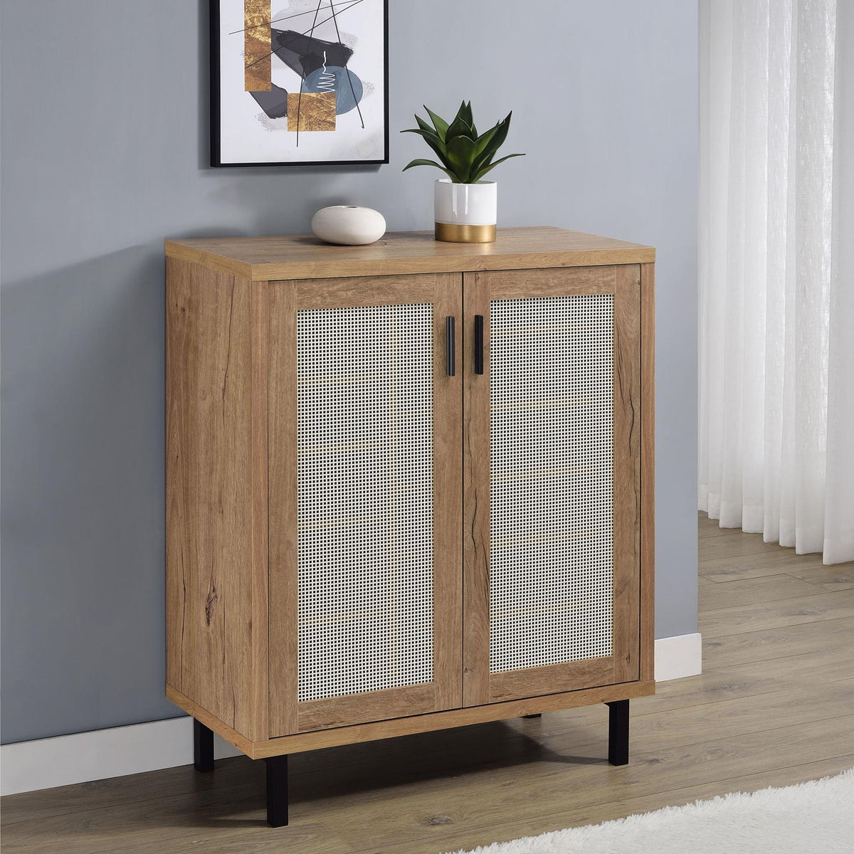 Teller 2-door Shoe Storage Cabinet Natural Oak