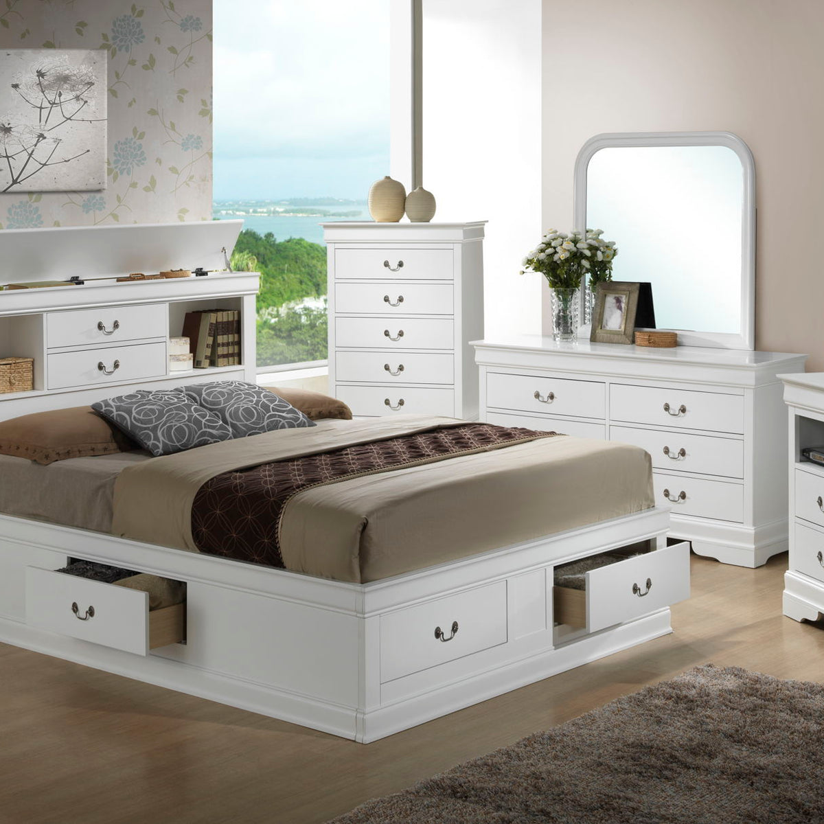 Louis Phillipe - Bookcase Storage Bed