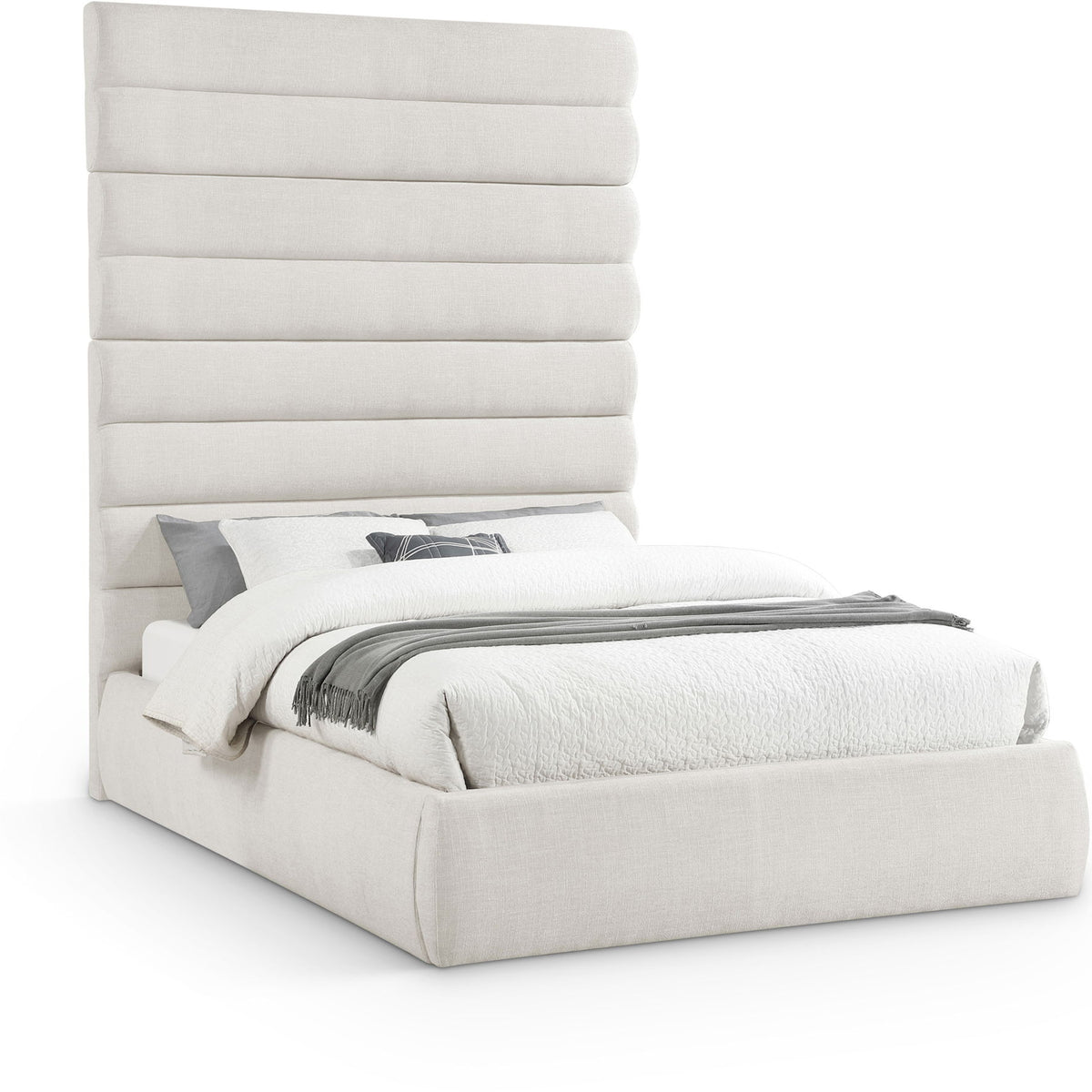 Adam - Linen Fabric Bed With 89" Headboard