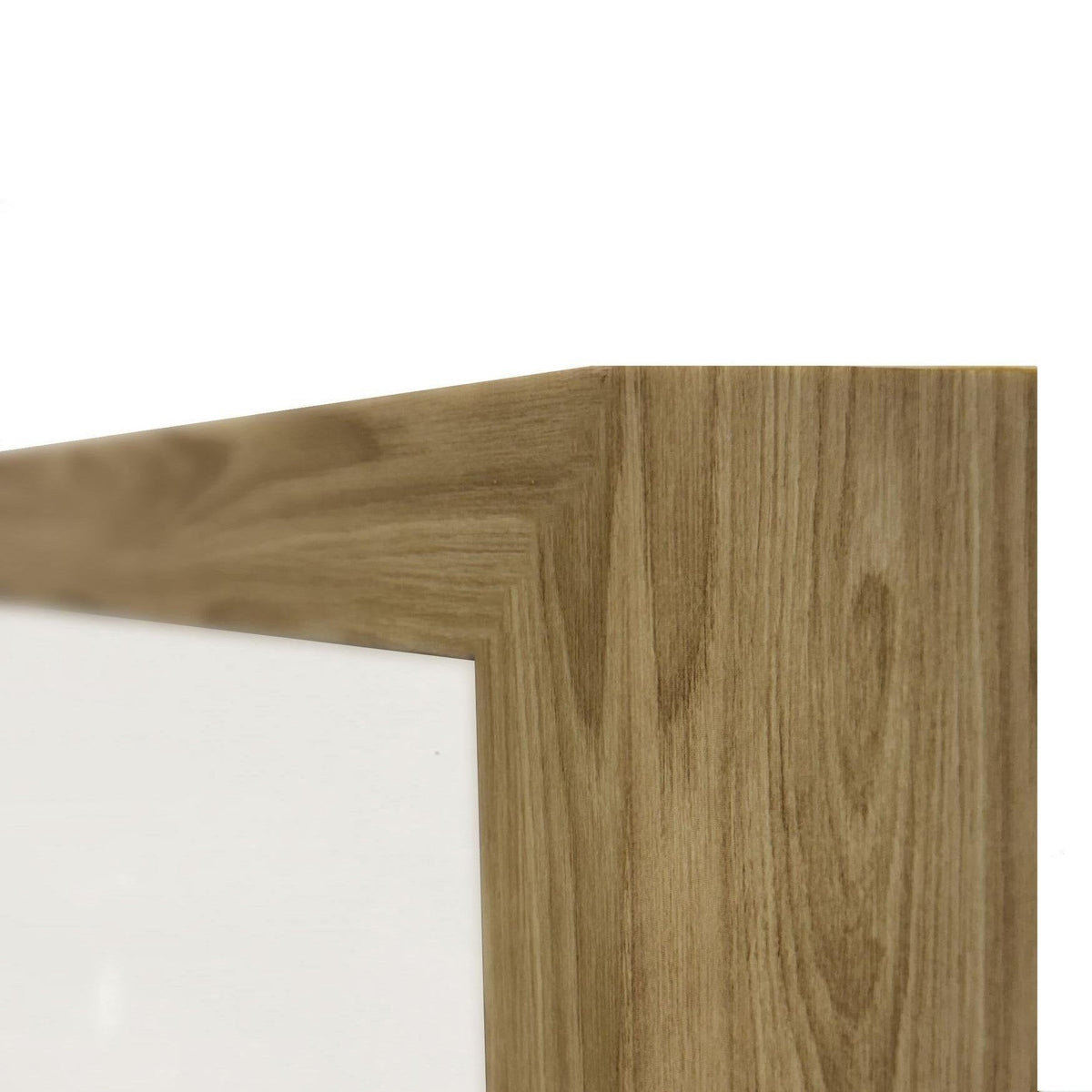 Wood frame corner detail with light grain finish for wall painting