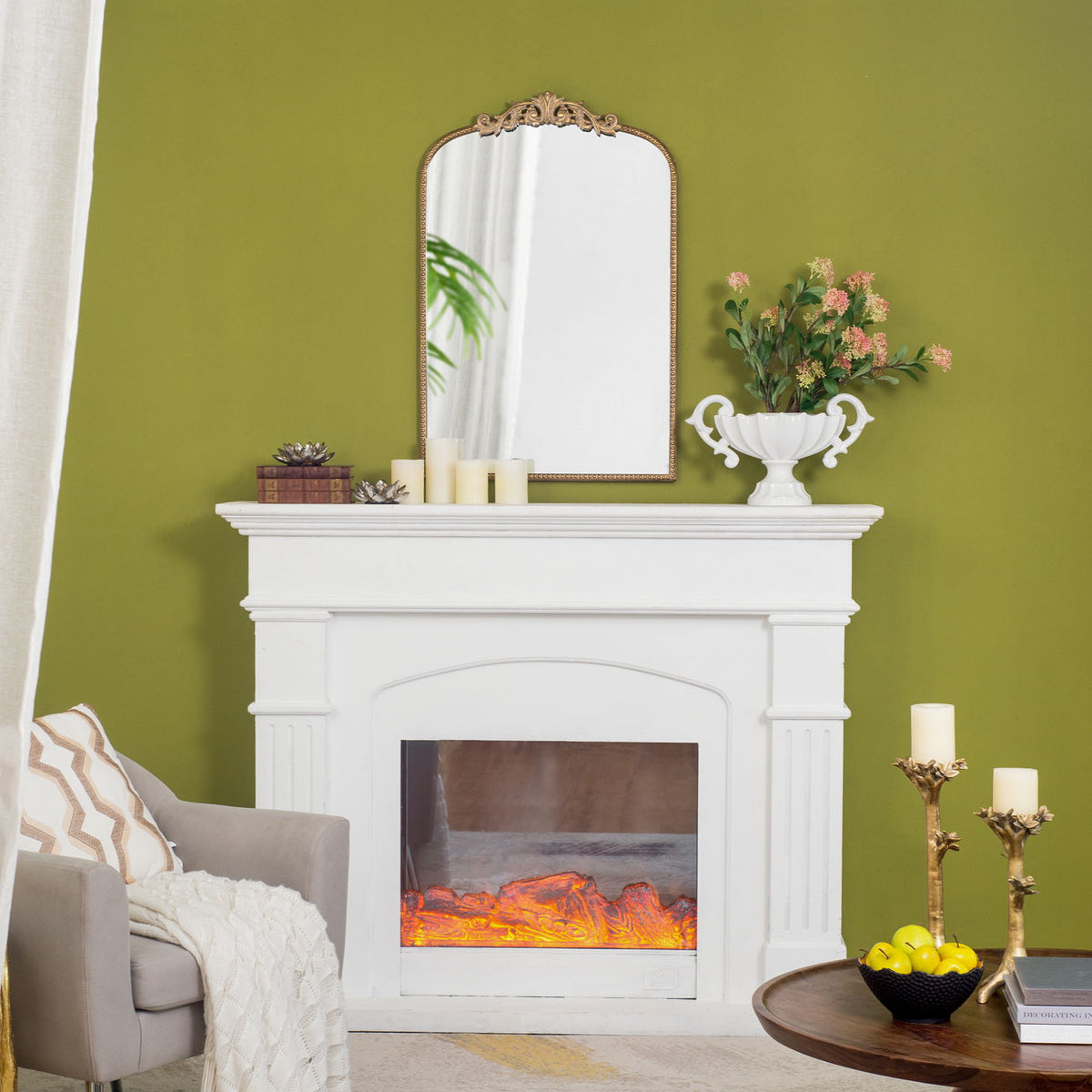 Arch Mirror, Baroque Inspired Wall Decor For Bathroom, Bedroom, Living Room