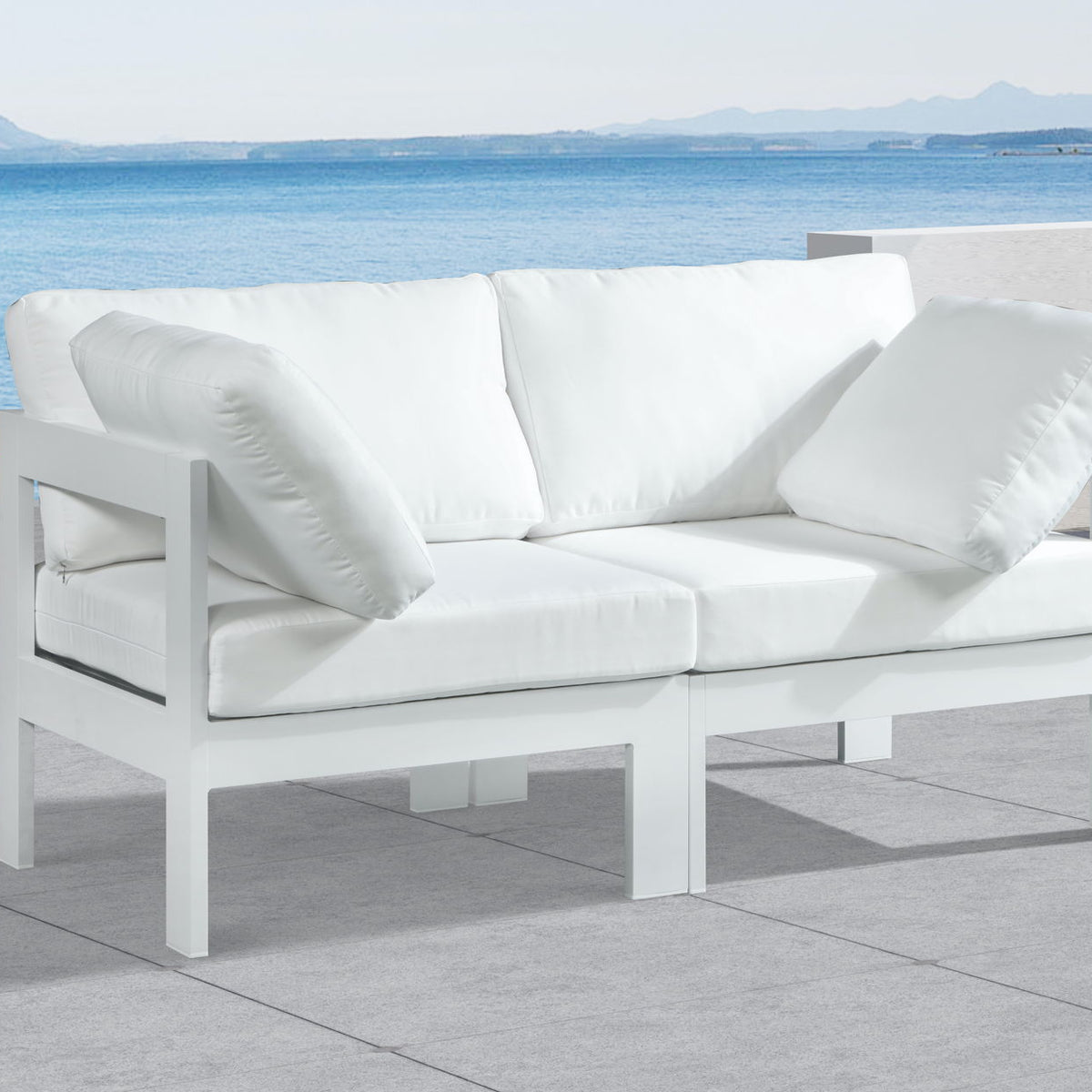Nizuc - Outdoor Patio 2 Seat Modular Sofa With White Frame