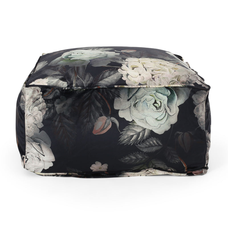Hazel - Large Square Pouf With Flower Print