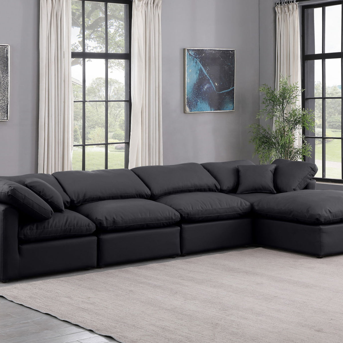 Indulge - Faux Leather 5 Piece Modular Sectional With Chaise