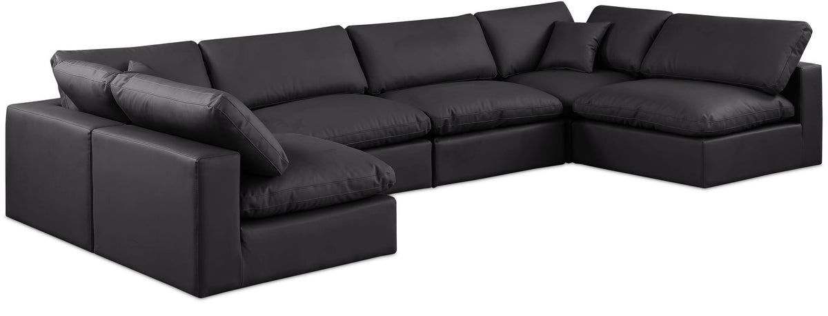 Comfy - 6 Piece Faux Leather Modular Armless Sectional