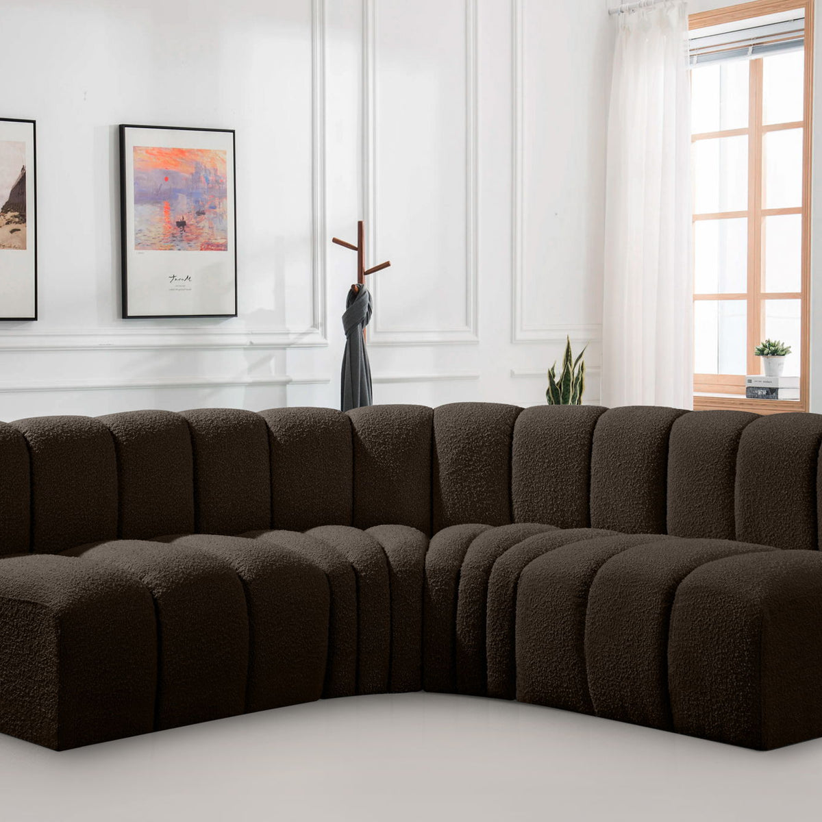 Arc - Boucle Fabric 4 Piece Corner Modular Sofa