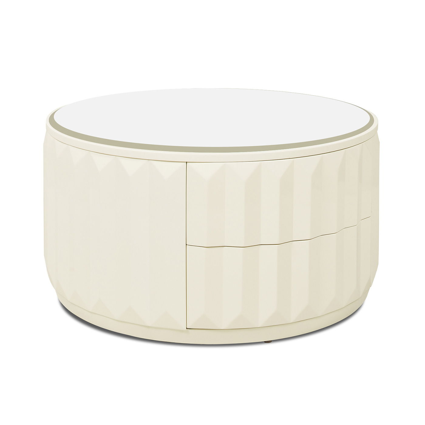 Facino - Round Storage Coffee Table - White Birch